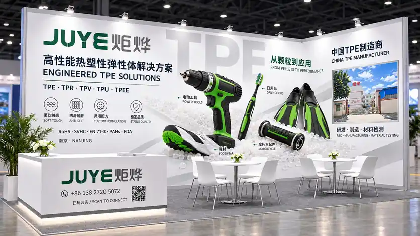 Juye Technology parteciperà alla China International Plastics Exhibition 2026, presentando materiali TPE, TPR, TPV, TPU, TPEE e servizi di modifica, offrendo supporto nella selezione di TPE ignifugo, TPE antistatico e materiali di incapsulamento su substrati PC/ABS e PA, vi invitiamo a contattarci per informazioni e confronto.